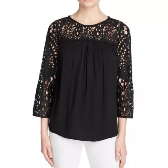 NWOT Joie Lindy Top Crochet Lace Black Sz XS - Picture 1 of 6